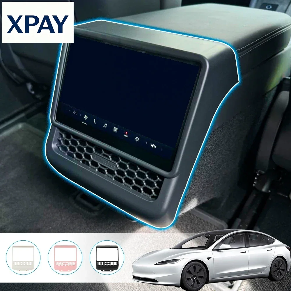Car New For Tesla Model 3 Highland 2024 Rear Screen Cover Protector Frame Back Air Vent Trim Protective Cover Interior Accessori