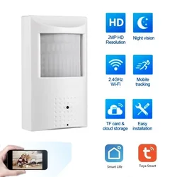 Tuya Cámara IP WiFi Inteligente Grabadora de Video Invisible Seguridad de Interior CCTV Onvif Vigilancia Estilo PIR 940nm Visión Nocturna