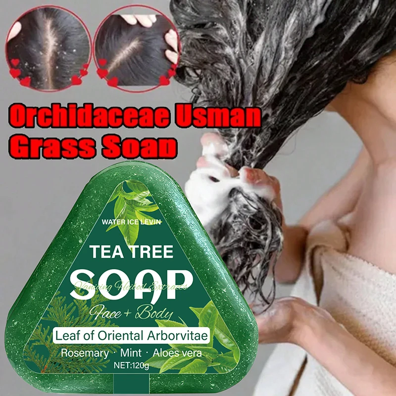 

Tea Tree & Platycladus Herbal Natural Shampoo Soap Nourishing And Repairing Escorting Hair Strengthens Roots Controls Oil Clean