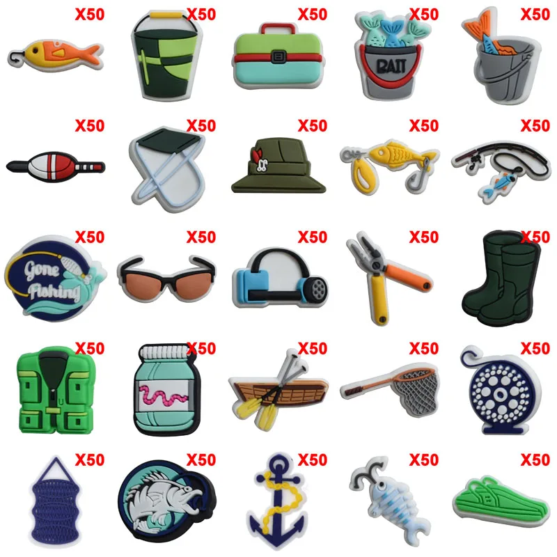 

Bulk Pins for Crocs Charms Shoes Accessories Fishing Sport Decoration Jeans Women Sandals Buckle Kids Favors Men Badges