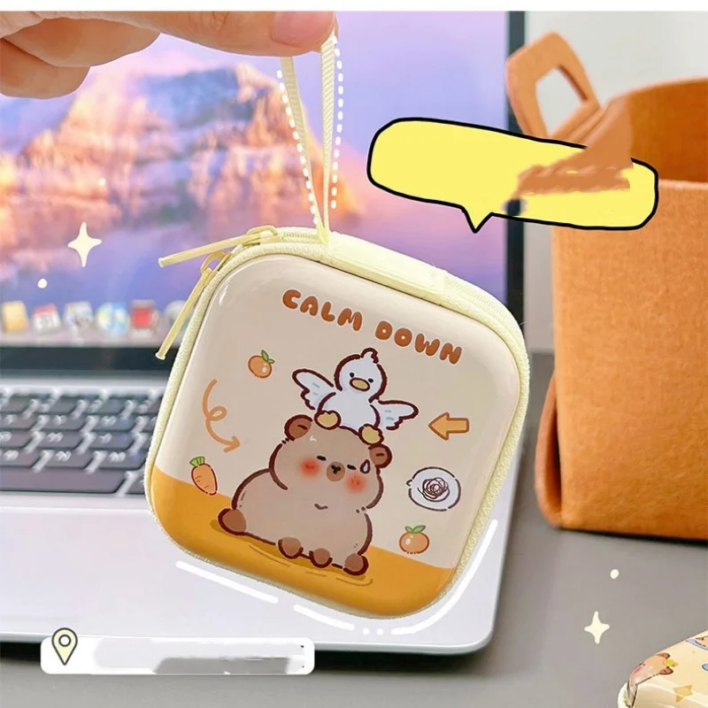 لطيف كابيبارا محفظة نسائية للعملات المعدنية المحمولة مقاوم للماء حقيبة التخزين الكرتون حقيبة مفاتيح صغيرة محفظة صغيرة حاملات للعملات المعدنية