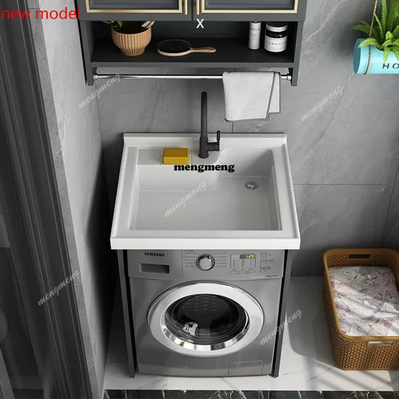 

H134Small-sized Laundry Cabinet Space Aluminum with Washboard Living Room Cabinets Balcony Drum Companion Furniture Armoire