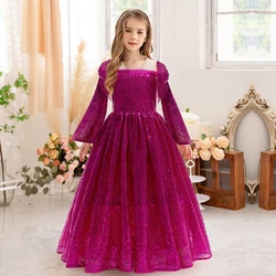 Girl's Big Bow Princess Dress One Shoulder Sequin Dress Christmas Performance Dress Dress 3-10 Year Old Children's Clothing