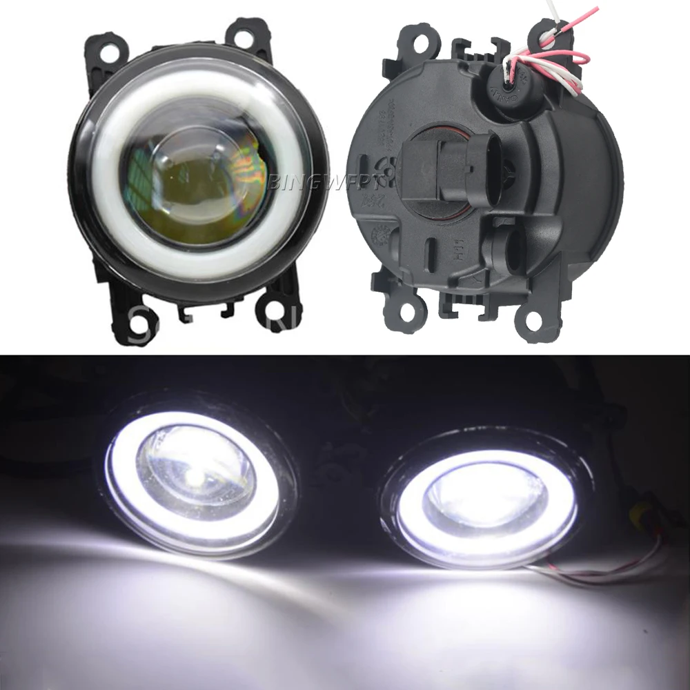 2PCS For Mitsubishi ASX L200 Pajero 4 Outlander Grandis 2003-15 Fog Light LED Angel Eye Fog Lamp Headlights Fog Light