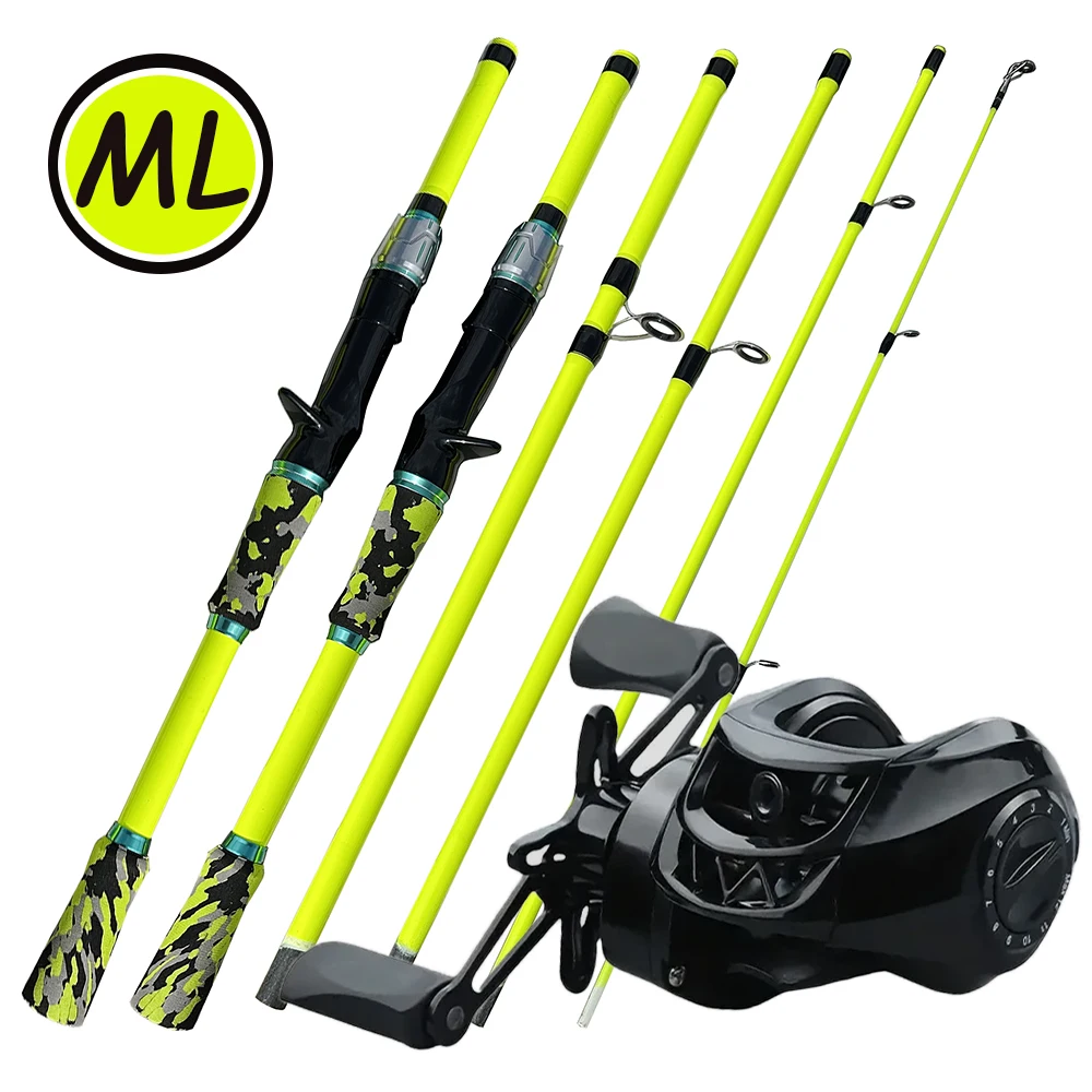 Ultraleichte Baitcasting-Rolle und Angelrute, Combo-Set, Baitcast-Rollen, 10 kg maximale Zugkraft, Carbon-Stange, ML-Aktion für Reisen, Barschangeln