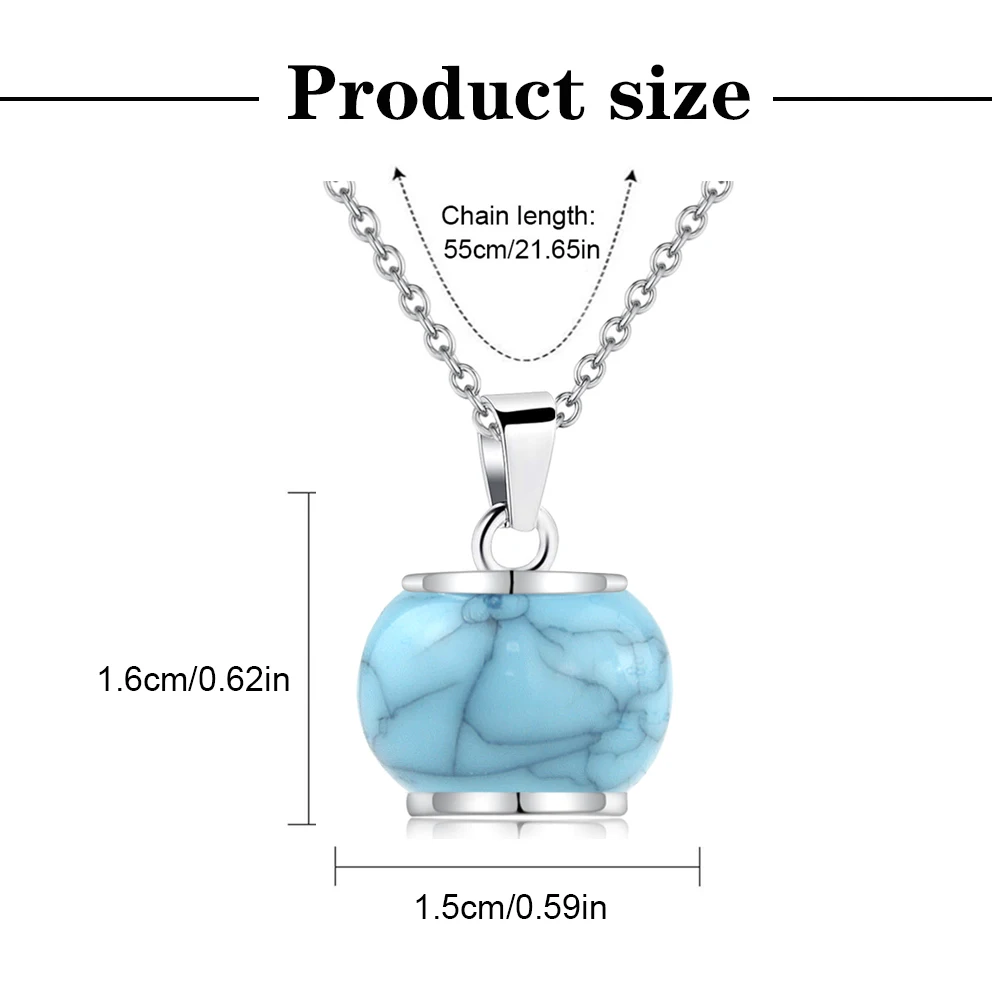 Round Lantern Urn Necklace for Ashes for Women Blue Cremation Jewelry Memorial Keepsake Urns Pendant Necklace for Urn Necklaces