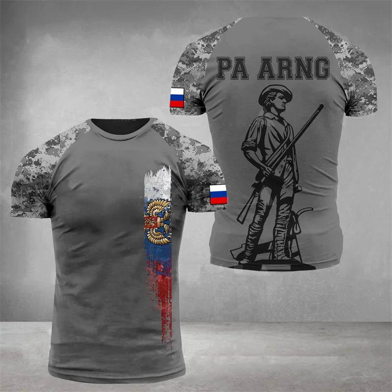 Russia Forest Camouflage T Shirt Men Clothing Jungle Commando T-shirts 3D Print Short Sleeve Tee Shirts Breathable Tops Clothing