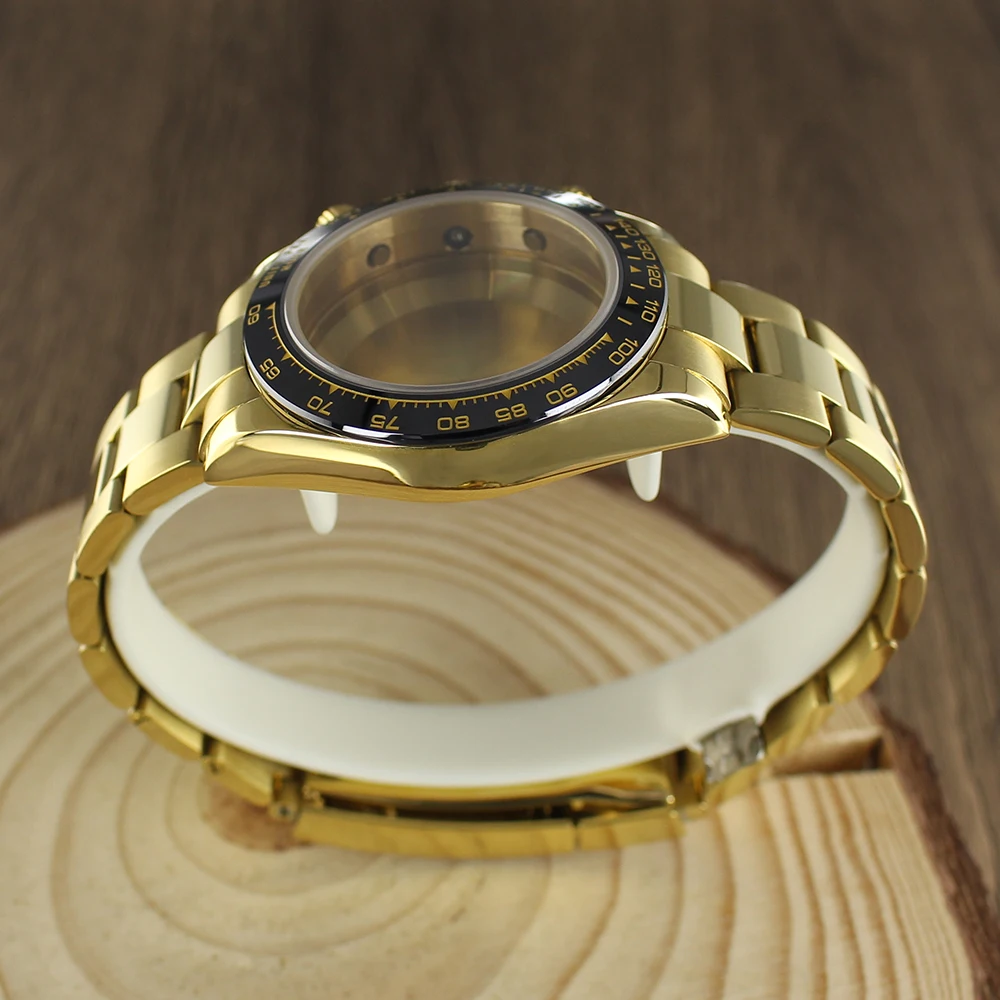39mm VK63 Watch Case strap Gold Watch Accessories Stainless Steel Sapphire Glas Waterproof For VK63A Quartz Movement For Daytona - Image 4