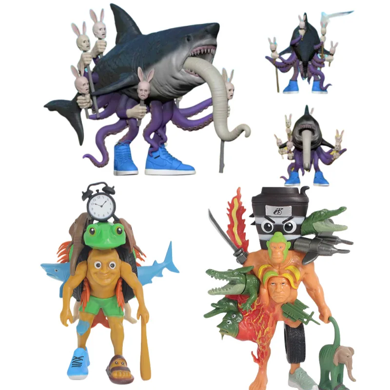 Nova fusão primitiva monstro polvo tubarão brainrot anime figura de ação tung sahur tralalero tralala bombardino crocodilol