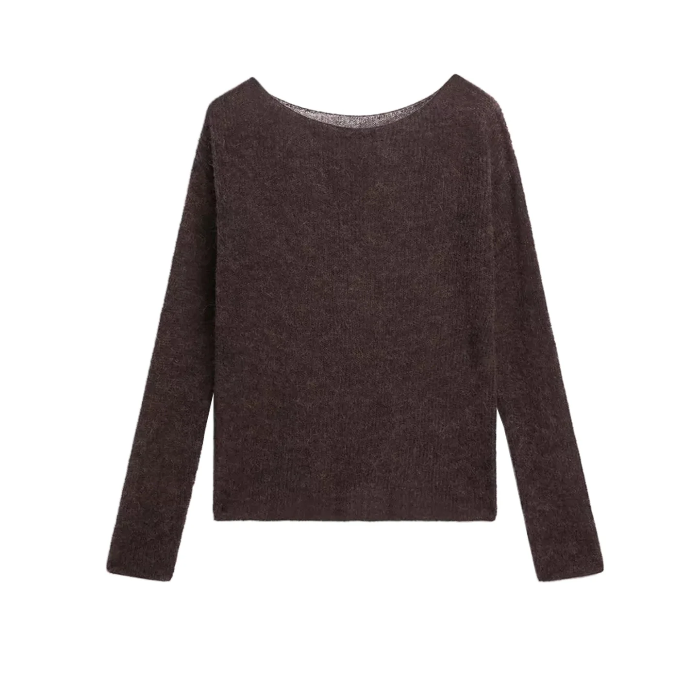 MD Winter New Women's Casual Lightweight Loose Knitwear Long Sve Boat Ne Transparent Top Comfortable Soft Polyester Fiber