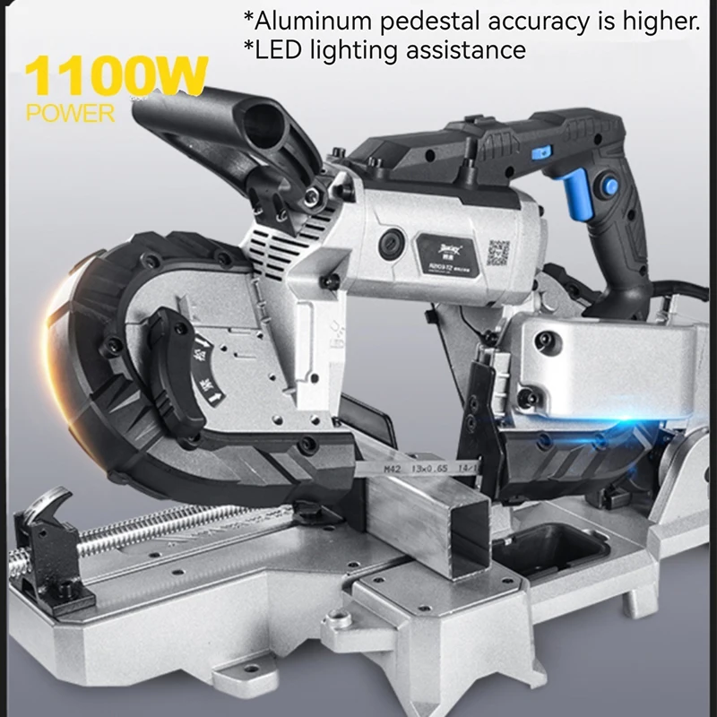 1100W Multifunctional Band Saw Machine Small Horizontal Metal Stainless Steel Aluminum Cutting Machine High Precision 45° Saw Ma