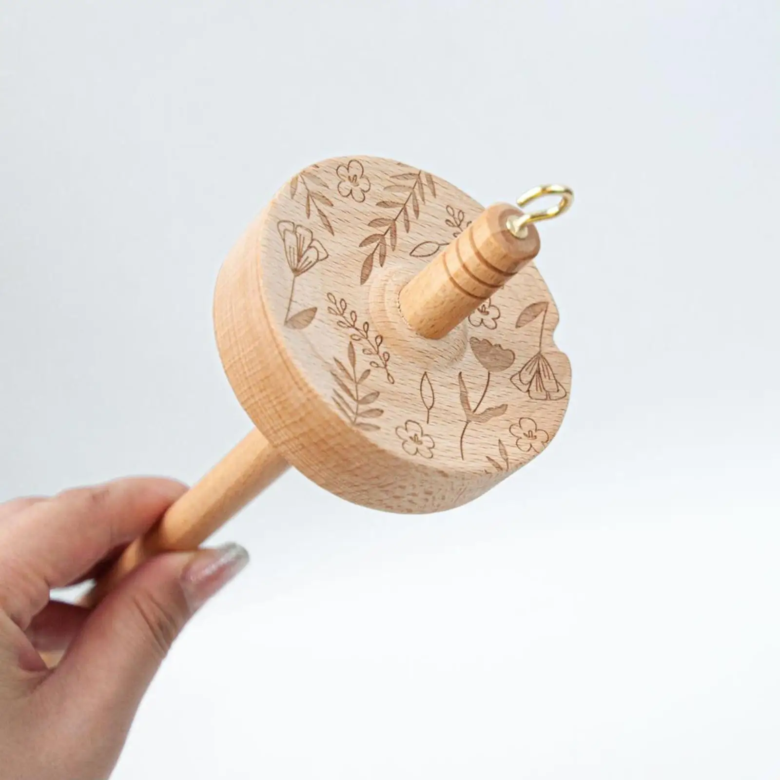 Top Whorl 12.80inch Portable Wheel Easy to Use Retro Style Sewing Crafts Drop Spindle for Knitted Crochet Pom Pom's Felting DIY view 6