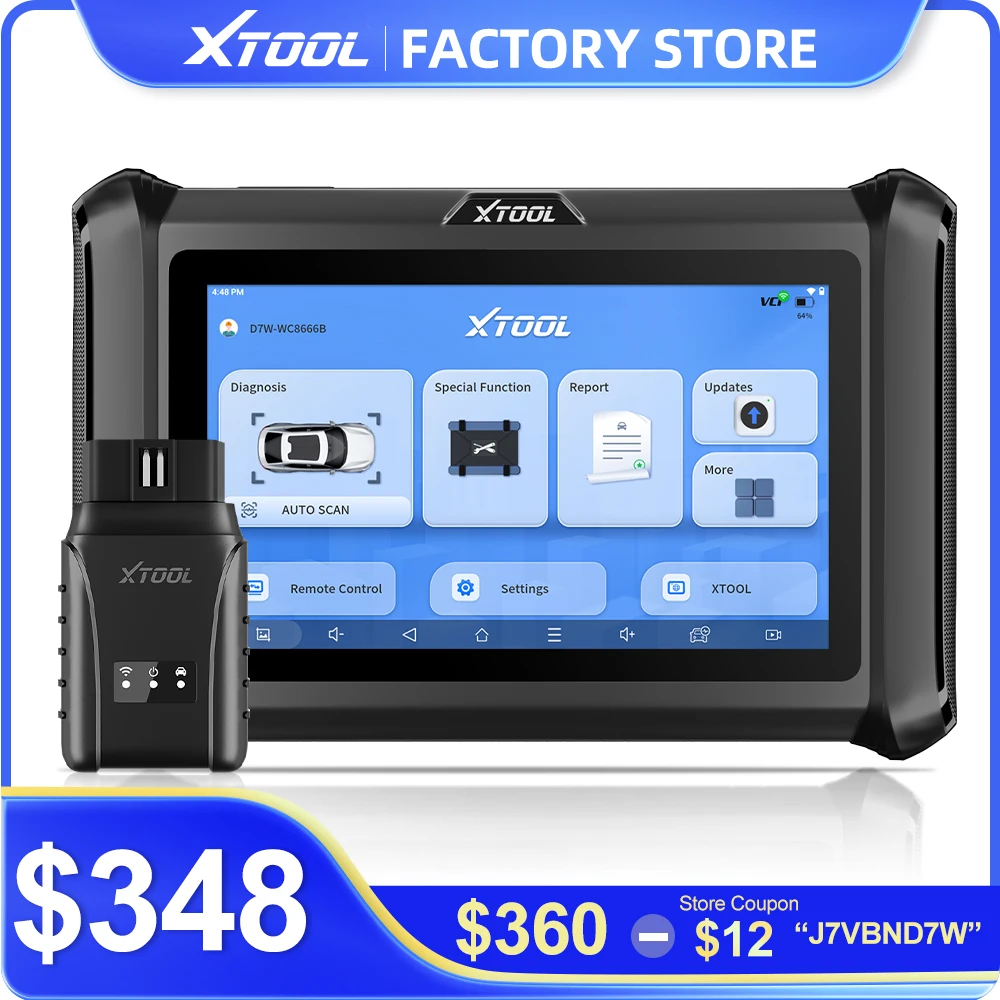 XTOOL D7W Bluetooth Diagnostic Tool All System Automotive Scanner Bi-Directional Control ECU Online Code Built in CAN FD DOIP