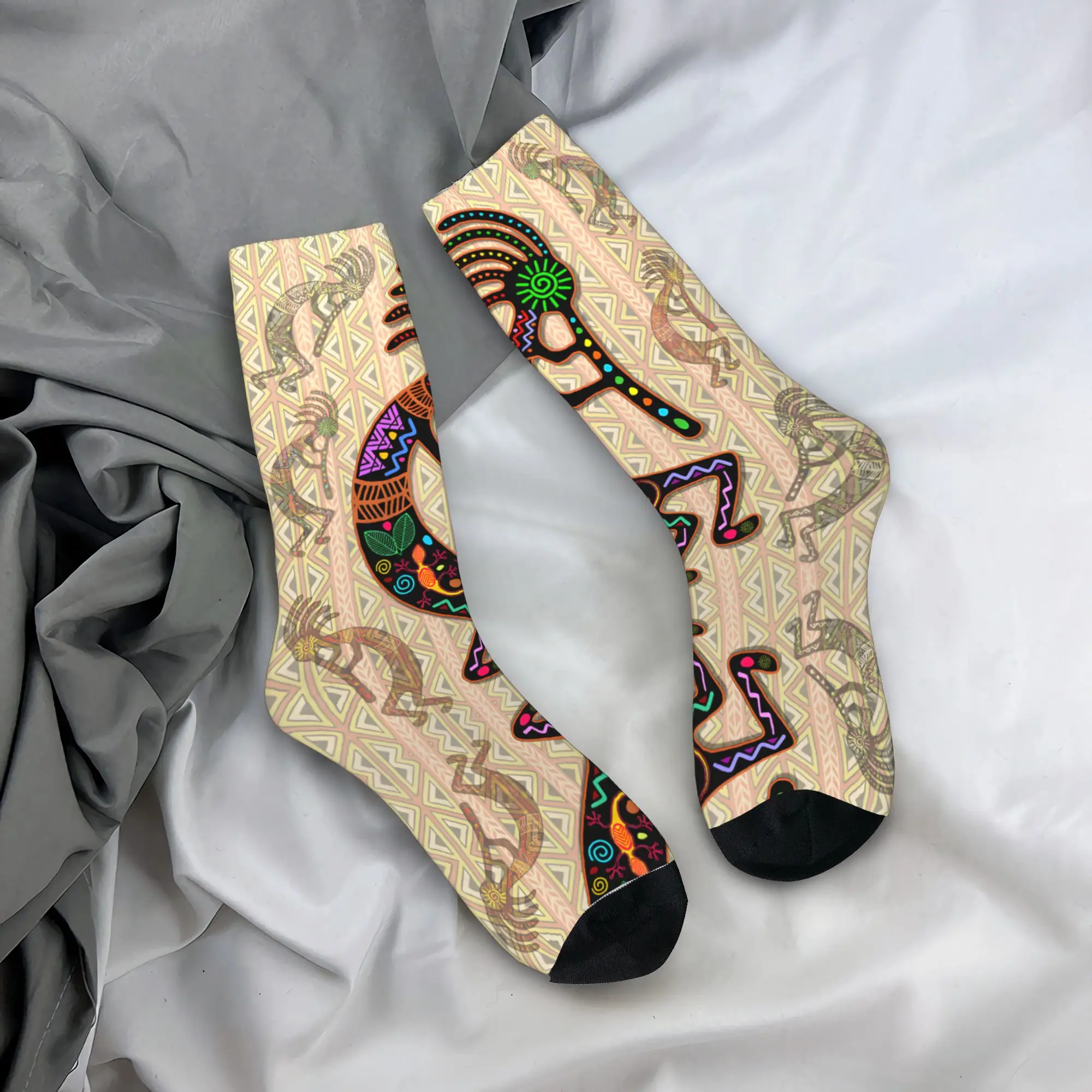 مخصص لطيف Kokopellis الناي صدى على الجوارب الرجال النساء الدافئة 3D الطباعة كرة القدم القديمة جوارب رياضية