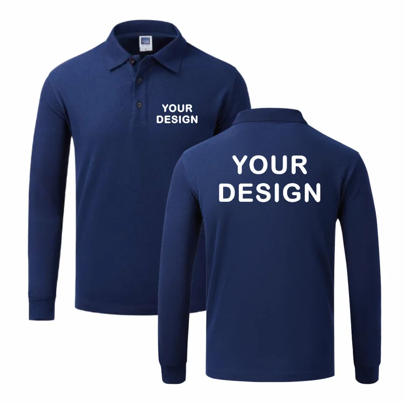 Men and Women's Long Sleeve Polo Shirt, Custom Printing, Embroidery, Personal Team Logo