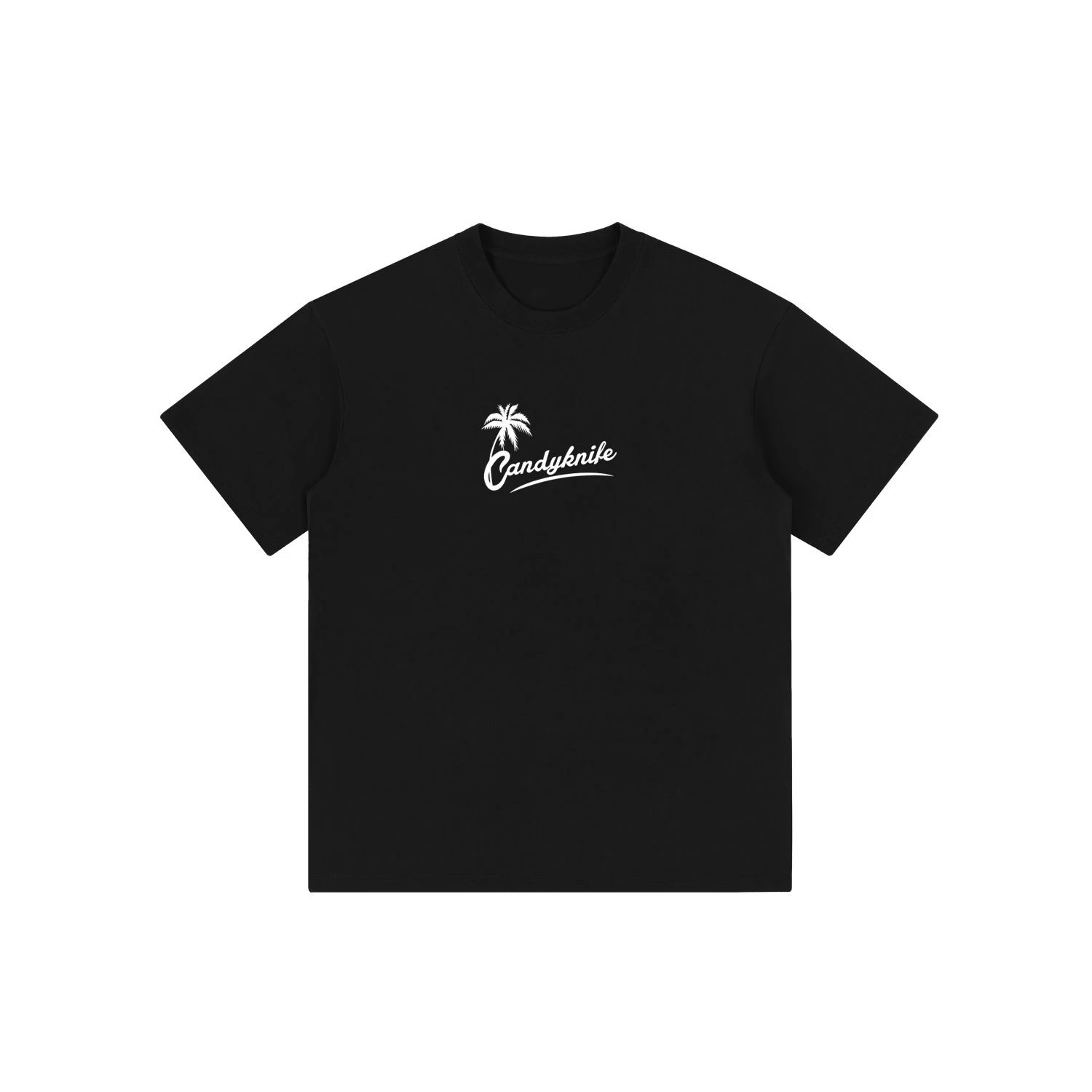 

Свободная футболка из чистого хлопка с логотипом Palm Tree, американская ретро уличная свободная футболка с маленьким воротником, модная для мужчин и женщин