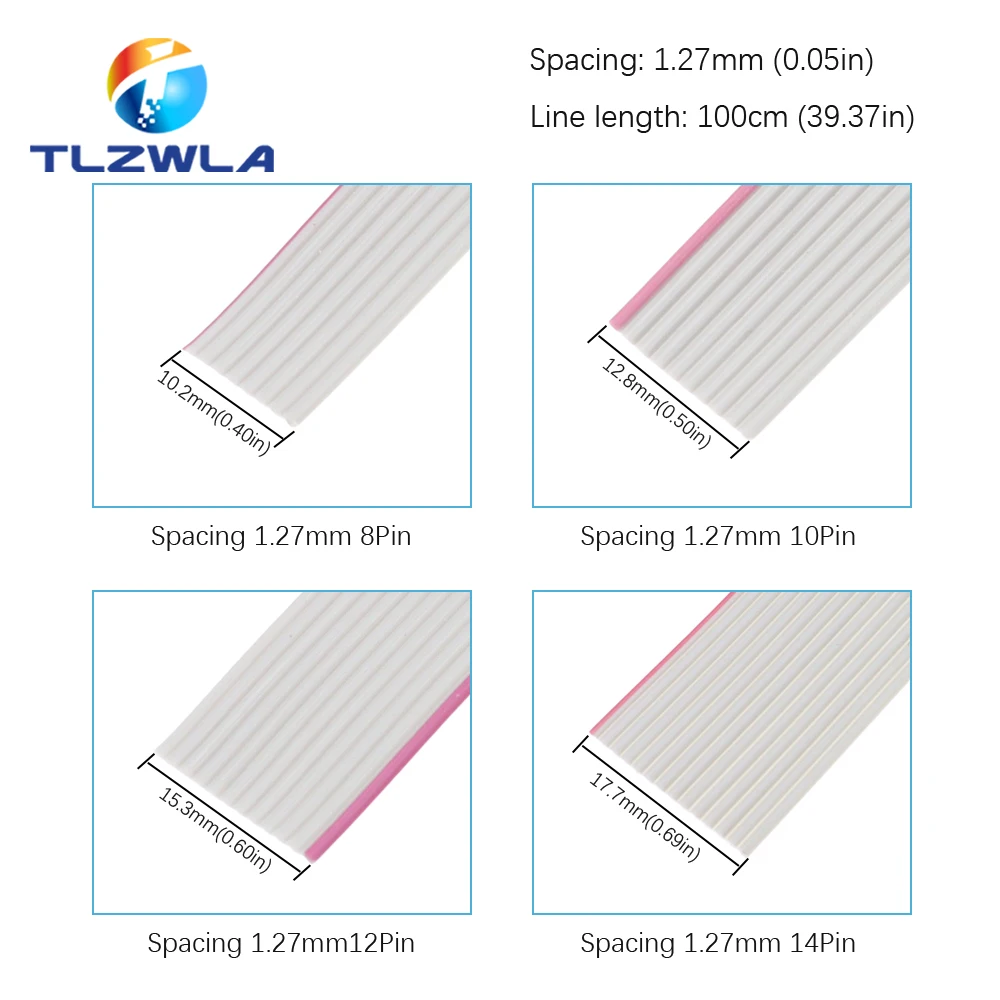 10Meter 1.27mm spacing 8P 10P 12P 14P 16P 20P 26P 30P 40P Grey flat cable FC-8 10 16 28AWG The wire,For IDC FC 2.54MM connector