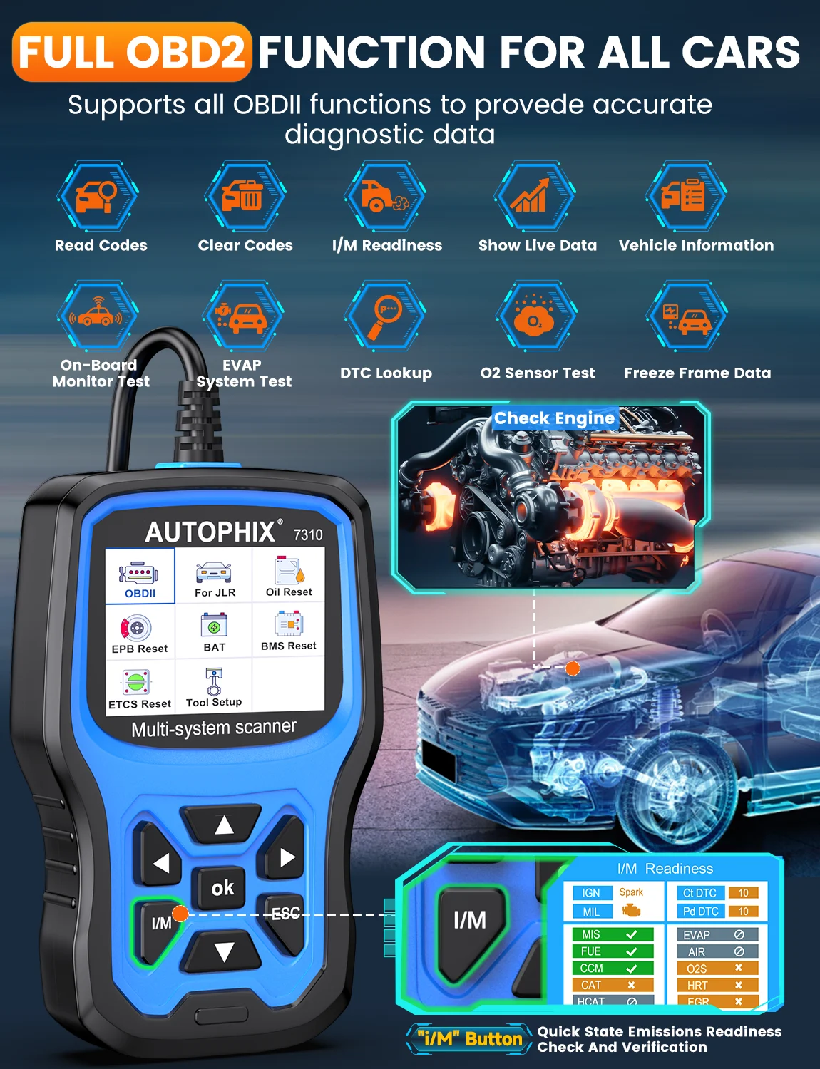 AUTOPHIX 7310 OBD2 Scanner For Land Rover Jaguar Full Systems Car Code Reader Oil D-P-F ABS Diagnostic Tool For JLR After 1996