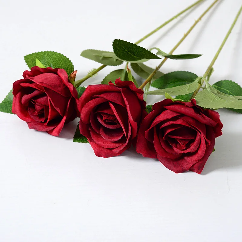 5 Stück künstliche Rosenblüten aus Seide, langer Zweig, Blumenstrauß, Hochzeit, Zuhause, Zimmer, Tischdekoration, gefälschter Pflanzenkranz, Zubehör – Detail 14