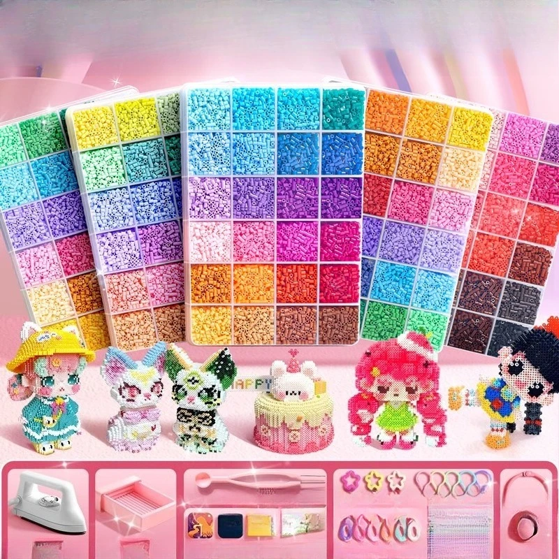 작은 콩 페이스트 재료 패키지, DIY 완성 세트 작은 입자 융합 콩, 철, 교육용 퍼즐 콩 페이스트 콩