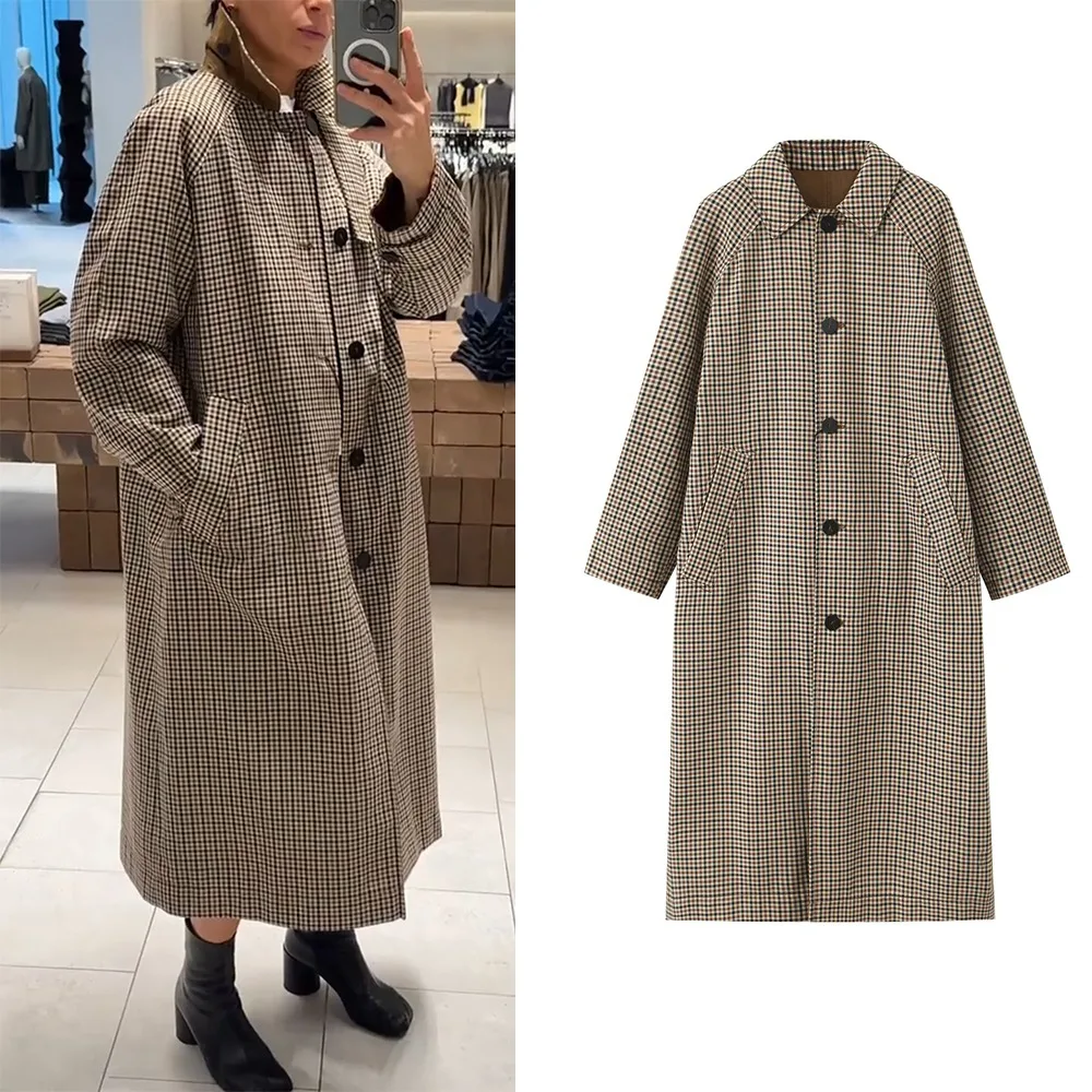 Reversible Long Trench Coat Windbreaker Autumn Fashion Elegant Casual Long Sleeve New In Jackets 2025 Trend Outerwears