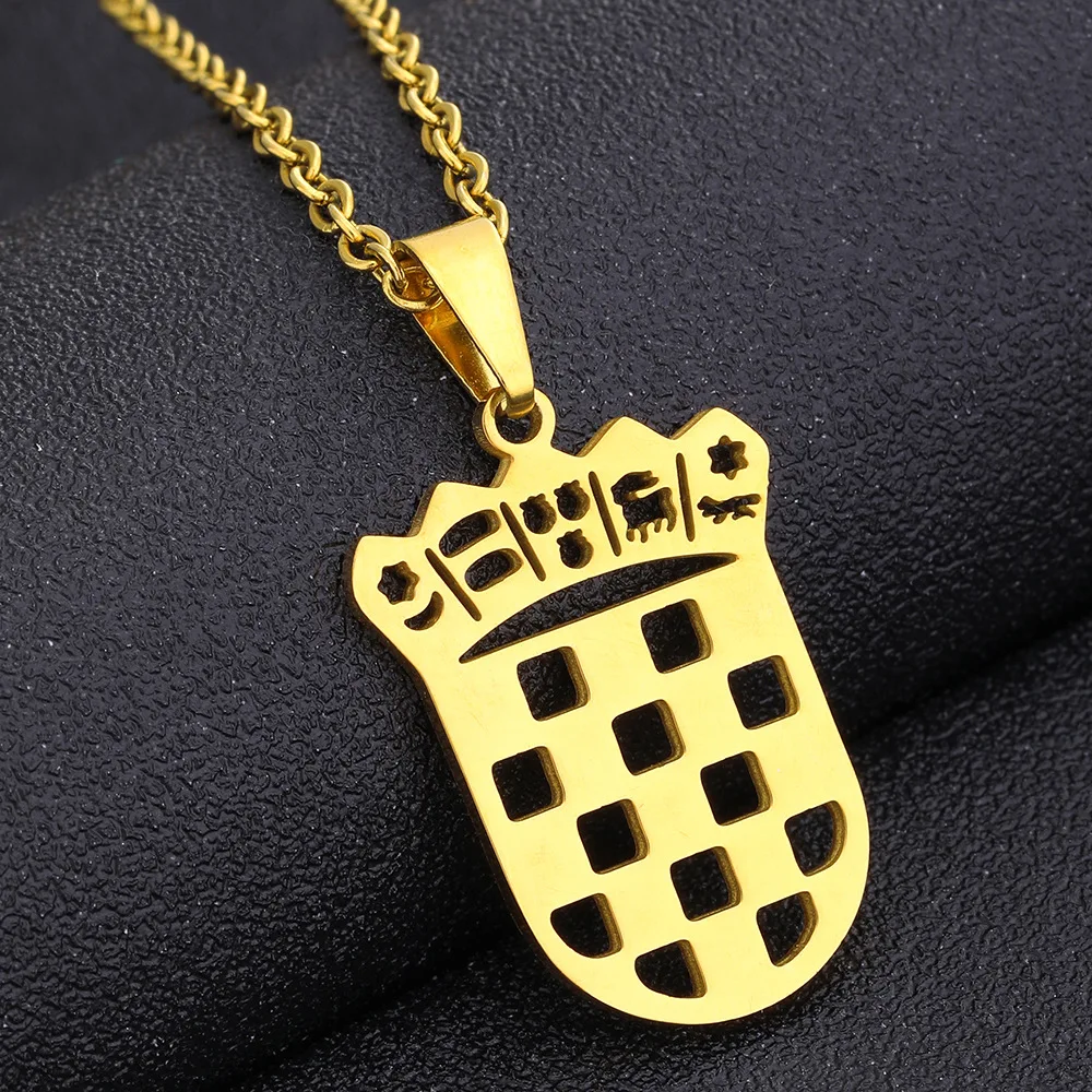 2024 New fashion Croatian badge pendant necklace for men and women couples stainless steel collarbone chain trend jewelry