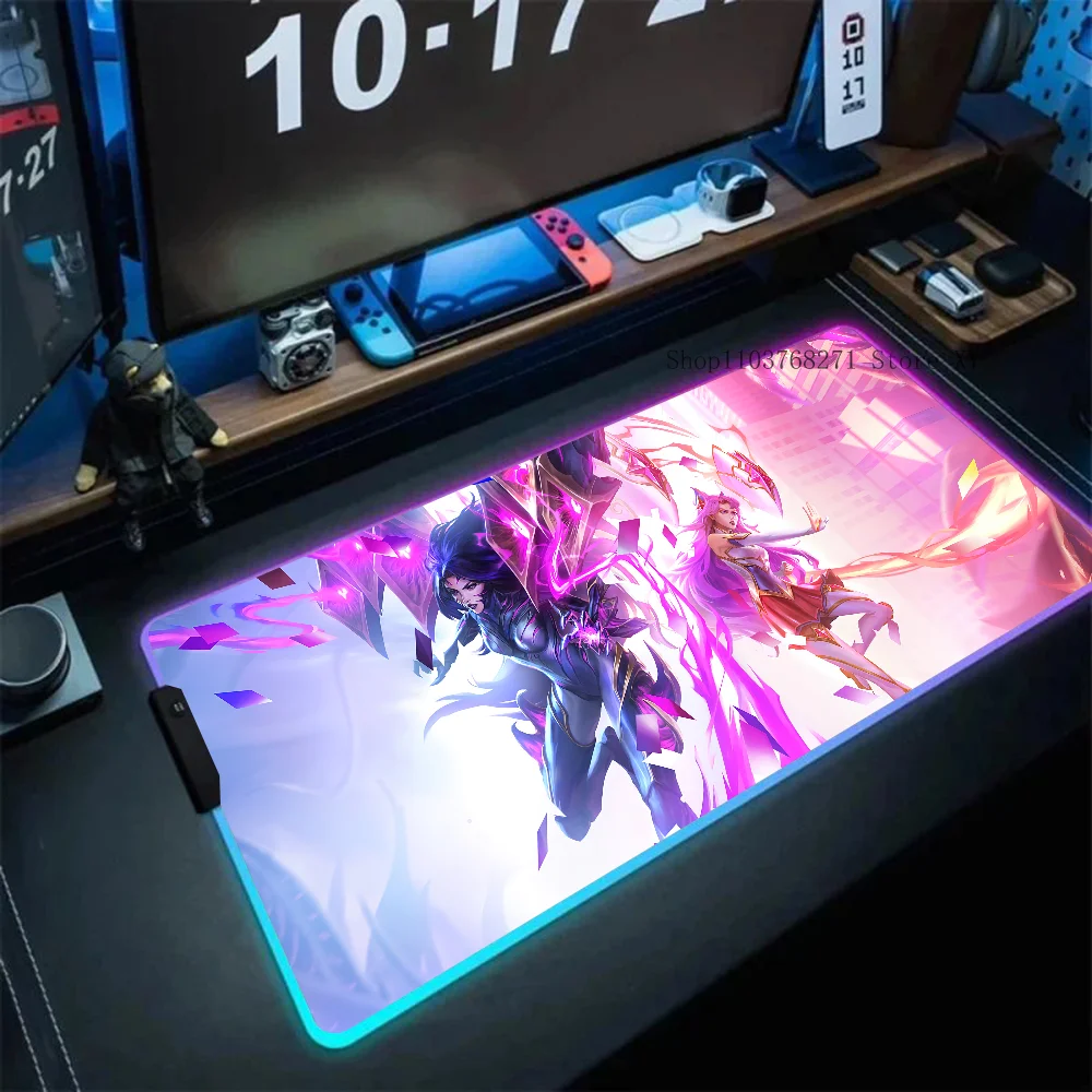 Kaisa League Of Legends Mousepad XXL RGB Gaming Mouse Pads HD Black Gamer Accessories Large LED