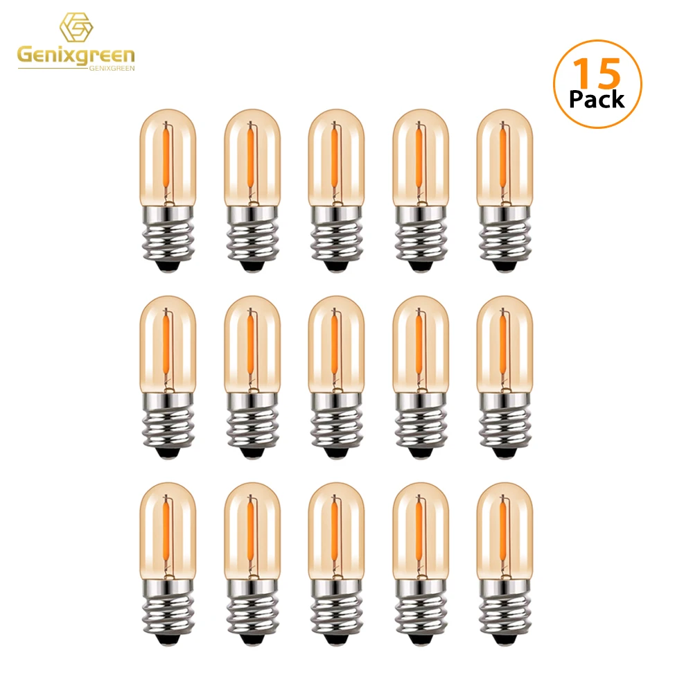 Vintage E12 Mini Night Lamp E14 LED Filament Light Bulb T16 0.6W  Refrigerator Light Replacement Tubular Chandelier Edison Bulbs