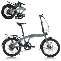 ZUKKA Folding Bike 20-inch Foldable City Bicycle with 7 Speeds Drivetrain/Steel Frame/Multiple Colors