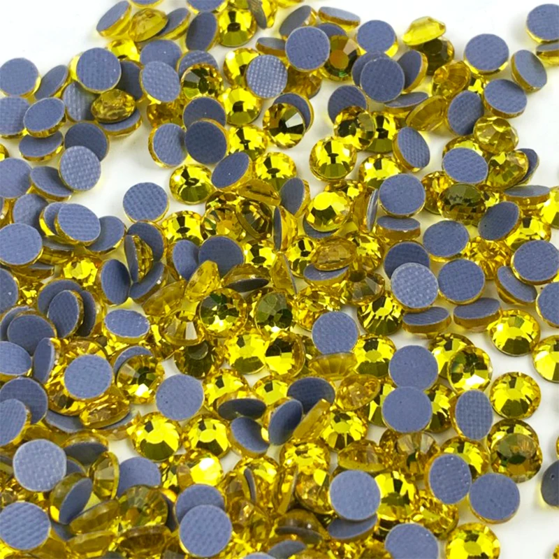 

Wholeasel 14400pcs/bag Citrine HotFix Rhinestones SS6-SS20 Iron On Flatback Hot Fix Rhinestones For Nail Art Garment Accessories