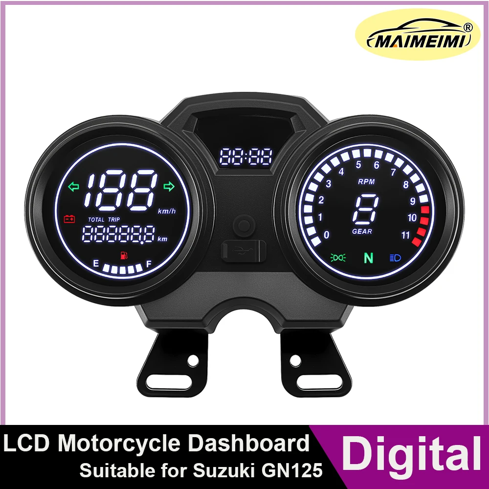 

Тахометр и спидометр для мотоциклов Suzuki GN125 Универсальный ЖК-дисплей одометр для приборной панели мотоциклетный цифровой инструмент