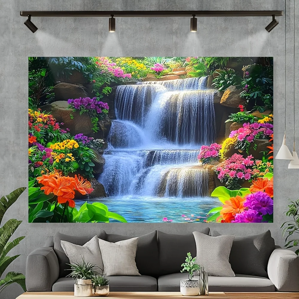Waterfall Garden Wall Mural 2D Flat Printing Nature Landscape Decor Floral Art Home Interior Design Living Room Wallpaper