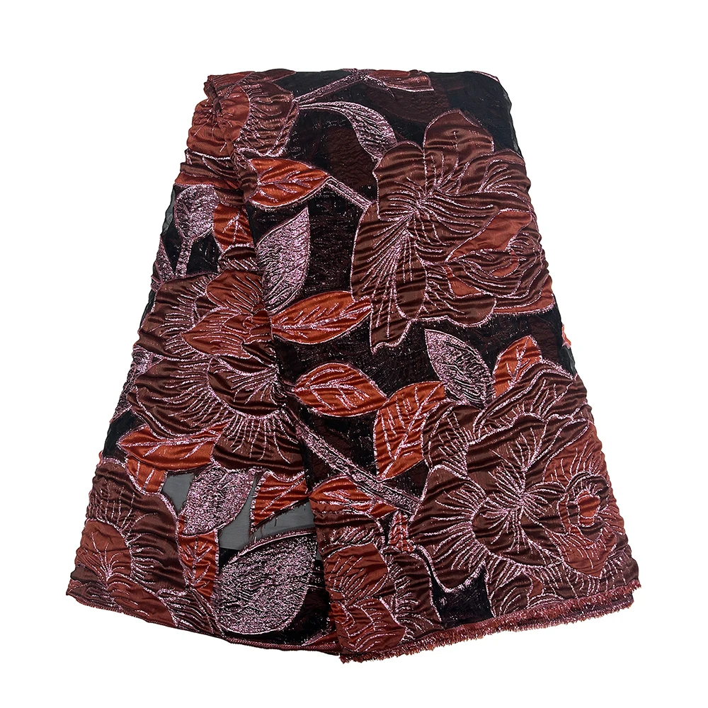 Парчовая кружевная ткань с принтом цветов и вышивкой, высокое качество, 5 ярдов, свадебные платья для женщин, африканское жаккардовое парчовое кружево