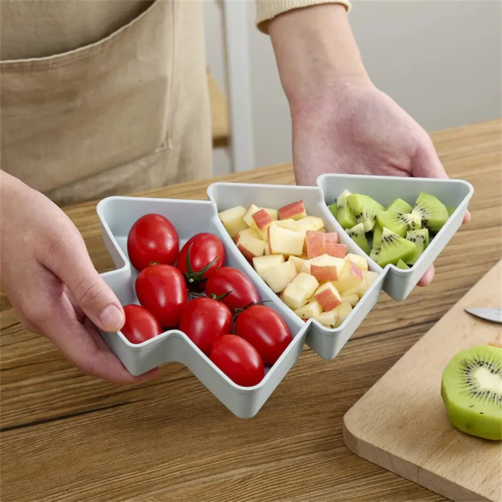 Christmas Tree Fruit Bowl Home Snack Plate Plastic Candy Dish Melon Seeds Dried Fruit Box Lazy Snack Box Home Parties Decor