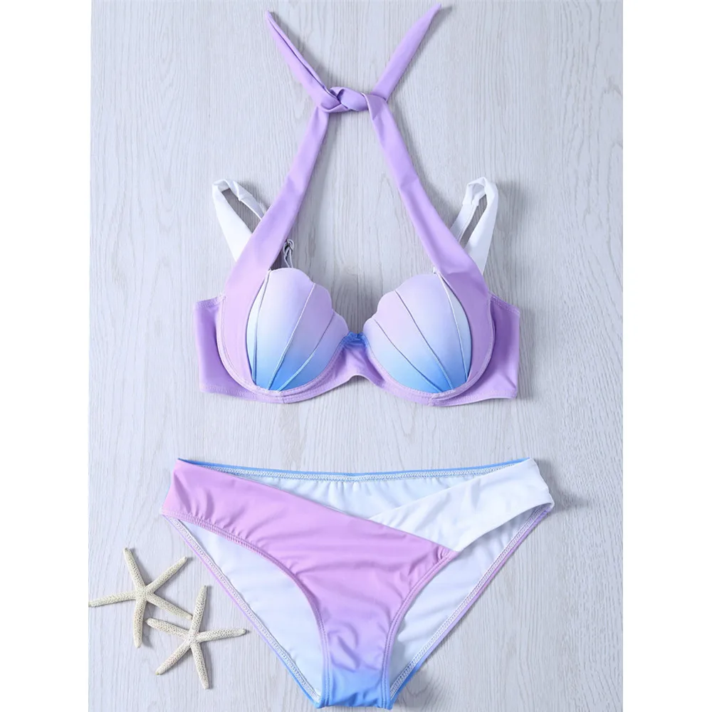 

Melphieer Push up bikinis shell swimsuit women Sexy bathing suits swimwear conjunto biquinis feminino trajes de baño mujer