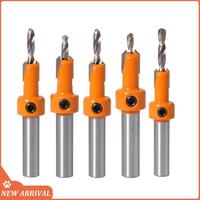 Emption!5Pcs Wood Hole Drill Bit,8MM Shank Countersink Drill Bit Router Bit,Wood Working Counter Sink Drill Bit Set Screw Cutter