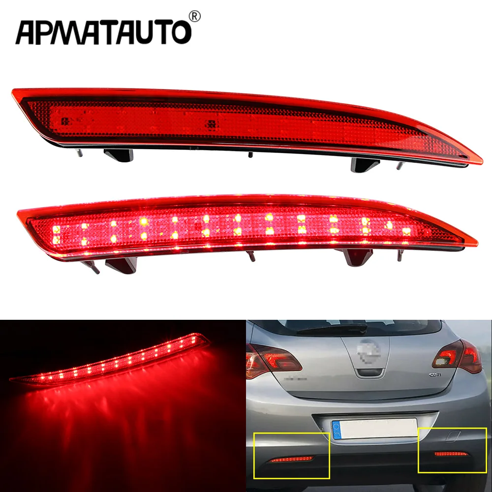 2Pcs Red / Smoke Lens 48-SMD LED Rear Bumper Reflector LED Brake Stop Light For Opel Vauxhall Astra J 5D HB 2009-2012