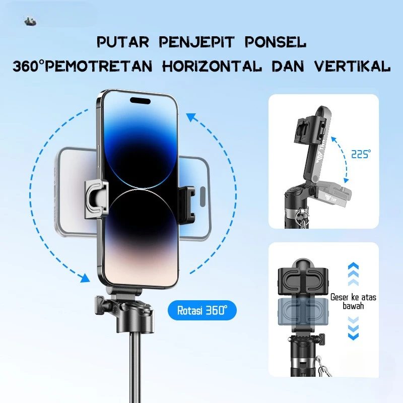 LISCN P15 Selfie Stick Mini Extendable Phone Grip Tripod with  Remote Control Mini Phone Grip Shooting for Vlogging Video