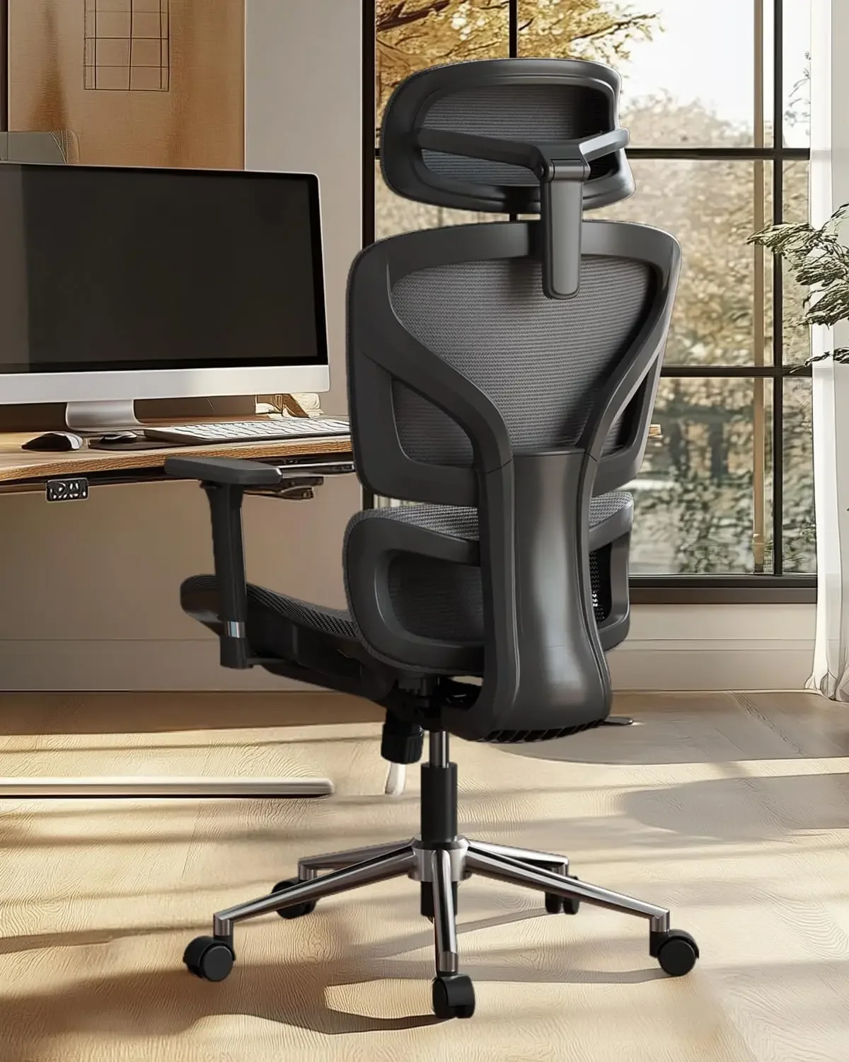 Hbada Ergonomic Office Chair with 3D Adjustable Armrests, Adjustable 3D Headrest High Back for Computer Chair, Big and Tall Mesh