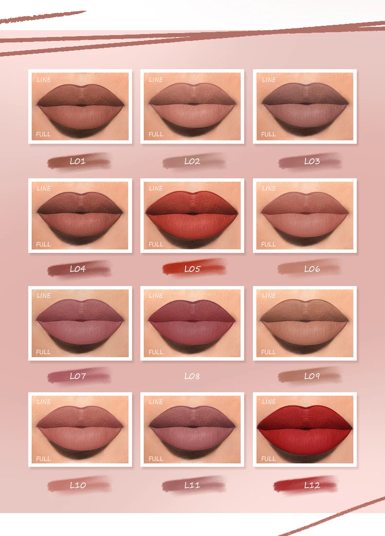 Face Secret 12 Farben Lipliner, Wasserfest Langanhaltend, Samt-Matt Mehrfarbiger Korrektur-Lippenstift Lippenvergrößernder Kosmetikstift – Detail 6