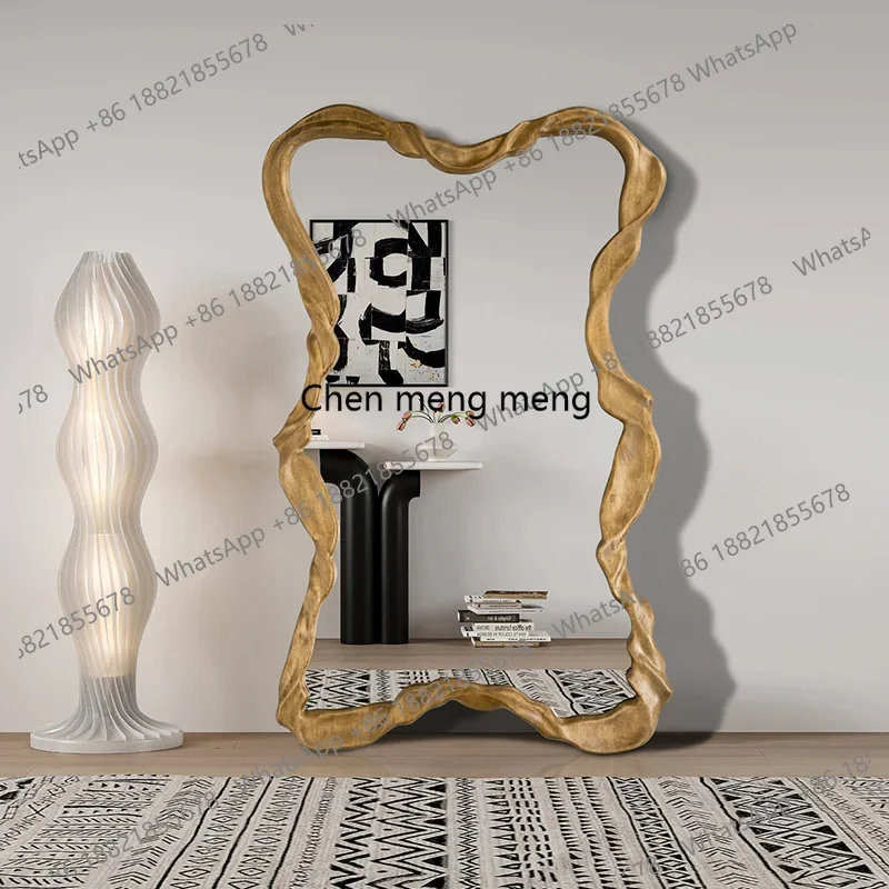 M183 French Style Irregular Full-Length Mirror Luxury Dressing Mirror Entryway Wall-Mounted High-End Decorative Mirror