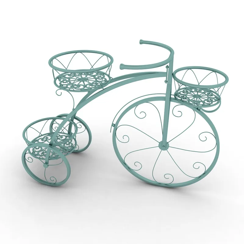 European Style Iron Art Bicycle Hanging Basket Flower Rack Single-Storey Indoor Floor Balcony Flower Pot Rack