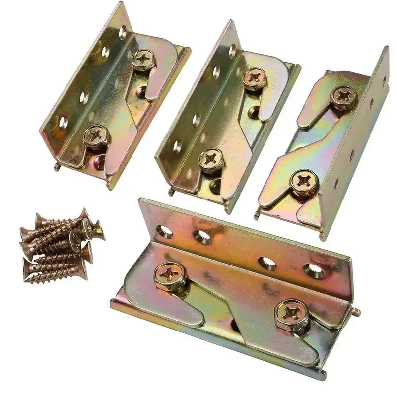 

4Pcs Easy-Install Bed Rail Brackets - Bed Rail Fittings - Heavy Duty Non-Mortise,Screws Included