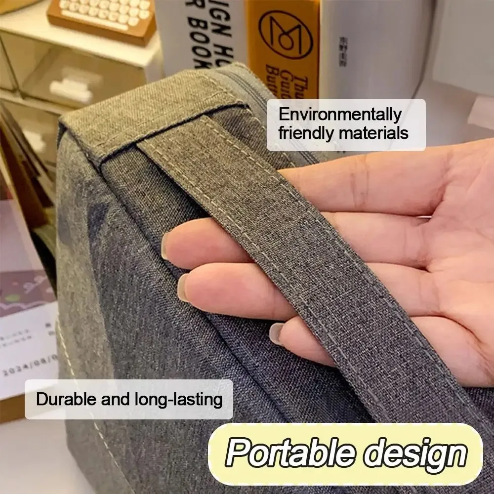 Minimalist Large Capacity Pencil Case Standable Oxford Cloth Stationery Bag Multi-layer Simple Pen Bag School