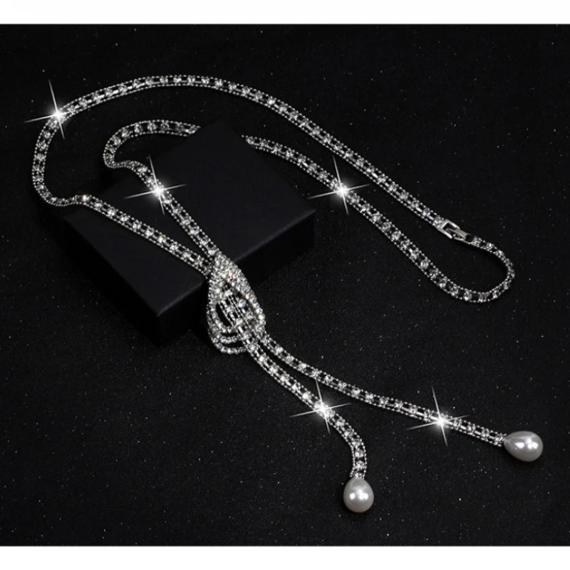 Wassertropfen Geometrische Fransen Pullover Kette Legierung Frauen Mode OL Vielseitige Lange Halskette Charme Schmuck – Detail 4