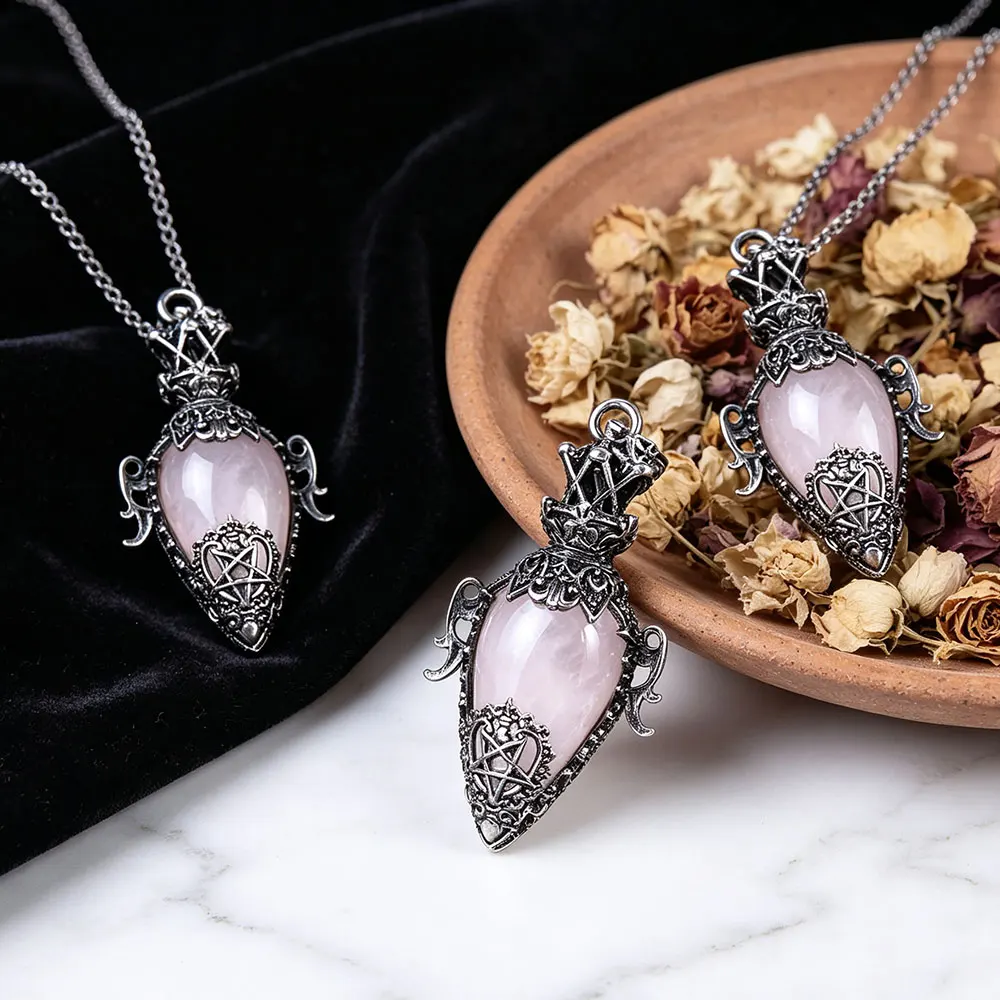 Genuine Natural Gem Stone Pendant Charm for Pendulum Divinaiton Dowsing Chain White Crystal Black Obsidan Pink Quartz Amethysts