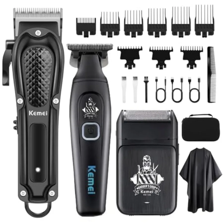 

Cordless Hair Clippers for Men Beard Trimmer Electric Razor Rechargeable Electric Barber Hair Cutting Grooming Kit Wet/Dry Trim