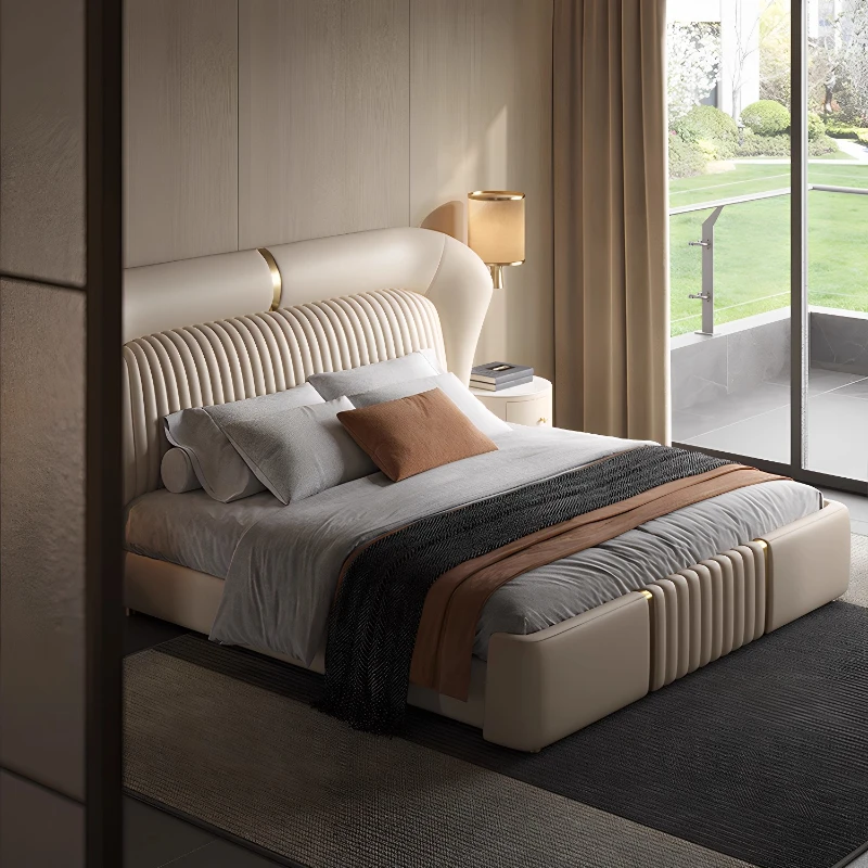 خزائن سرير منظمة منجدة، سرير غرفة نوم فرنسي مزدوج، سرير نوم الأميرة كوين مقاس Muebles Para El Hogar Furniture