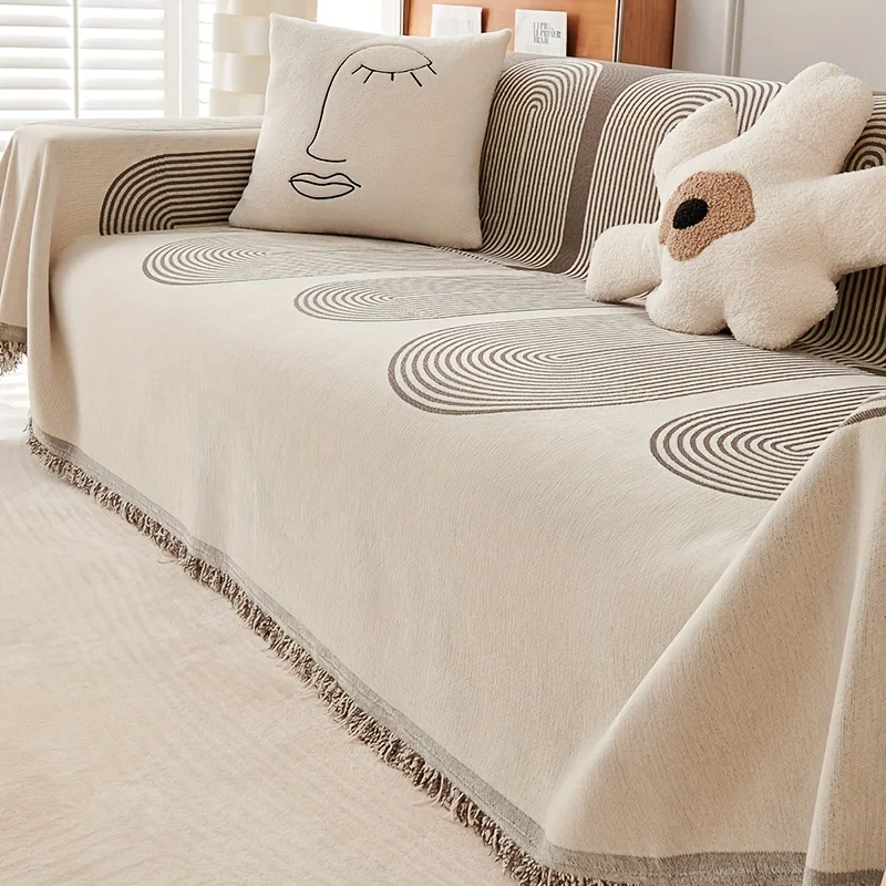 

1 шт., плед для дивана из синели в богемном стиле, акценты с кисточками, можно стирать в машине, домашний декор для гостиной и спальни