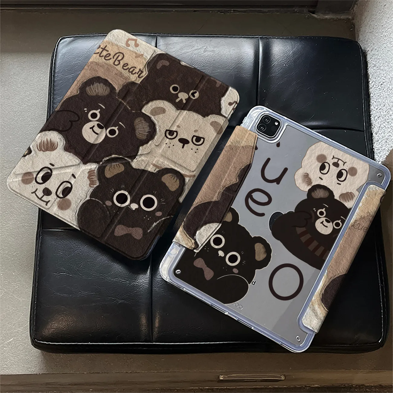 

INS Vintage Brown Cute Cure Pile Bear For iPad Pro Air M5 M4 M3 M2 2 1 11th A16 12.9" 10 9 8 5 Th Mini 7 6 8.3" Case